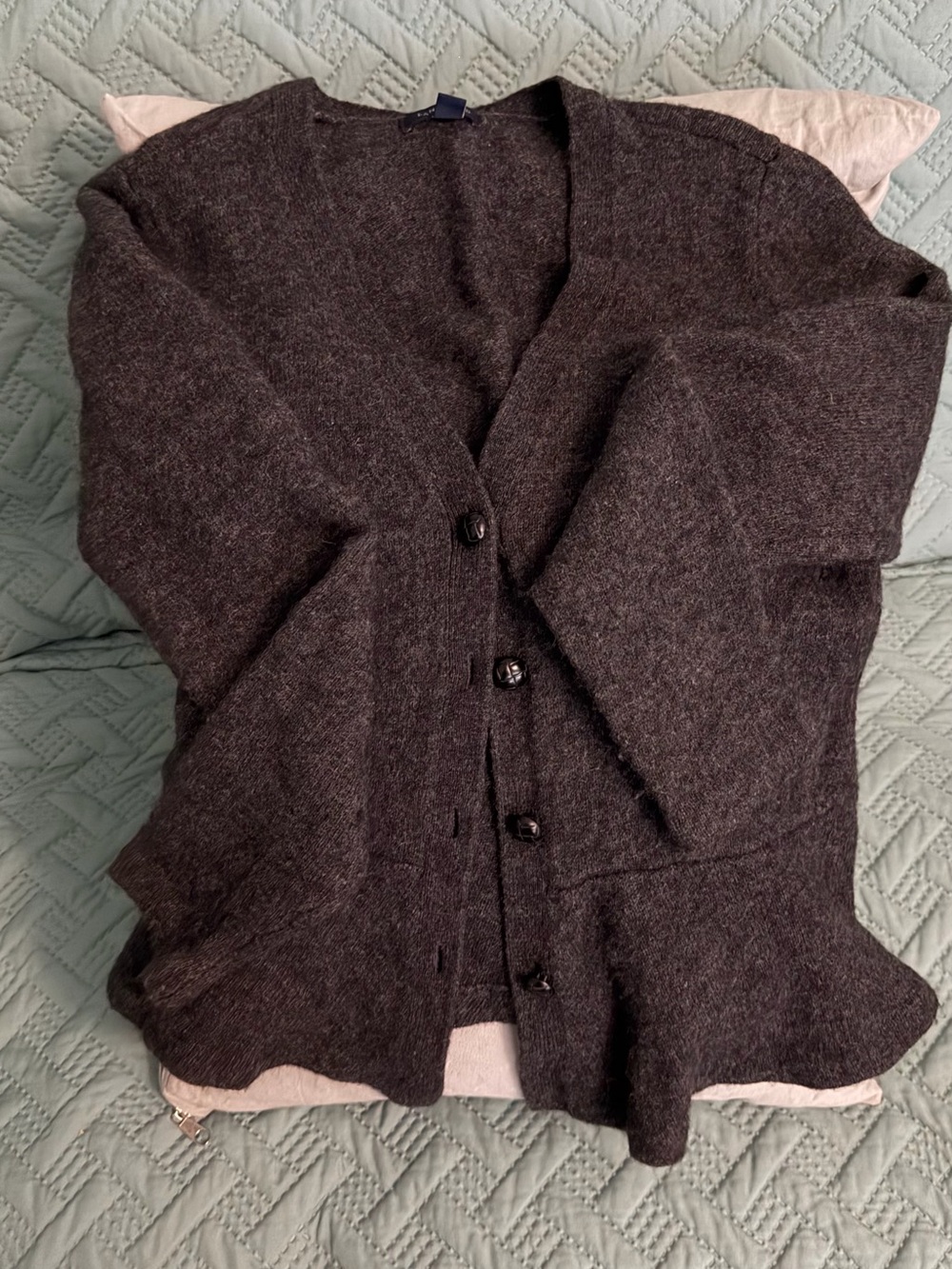 Lands' End Chocolate black/grey Button-Front V-Neck Cardigan